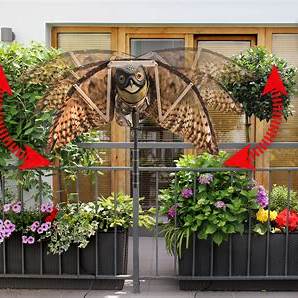 Sova s pohyblivými křídly Owl Guard – plašič holubů a ptáků