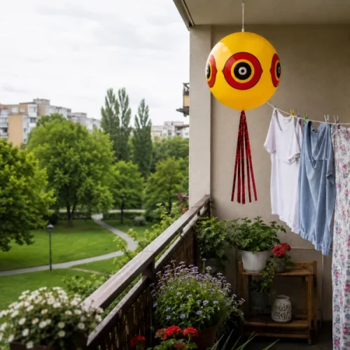 Odpuzovací balón proti ptákům Scary Eyes No Pest – žlutý