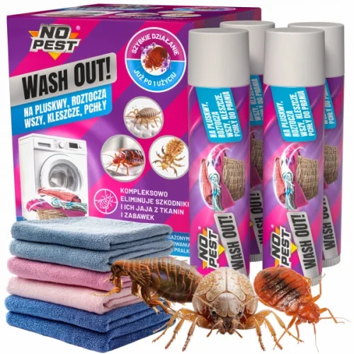 Prací prostředek na roztoče, vajíčka štěnic, vši, blechy, klíšťata Wash Out! 4x20ml