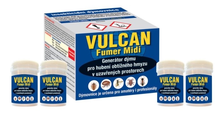 VULCAN Fumer Midi 4×11 g – dýmovnice proti hmyzu | rychlá likvidace létajícího i lezoucího hmyzu