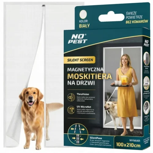 Magnetická moskytiéra na balkonové dveře, samouzavírající,  bílá, 100x210 cm, Silent Screen No Pest®