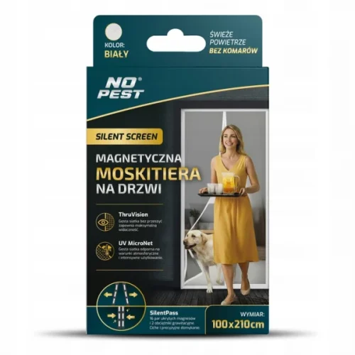 Magnetická moskytiéra na balkonové dveře, samouzavírající,  bílá, 100x210 cm, Silent Screen No Pest®