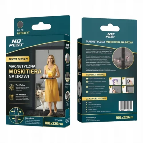 Magnetická moskytiéra na balkonové dveře, samouzavírací, antracitová, 100x220 cm, Silent Screen No Pest®