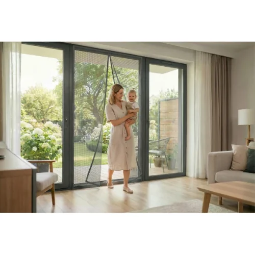 Magnetická moskytiéra na balkonové dveře, samouzavírací, antracitová, 100x220 cm, Silent Screen No Pest®
