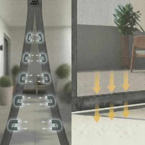 Magnetická moskytiéra na balkonové dveře, samouzavírací, antracitová, 100x220 cm, Silent Screen No Pest®