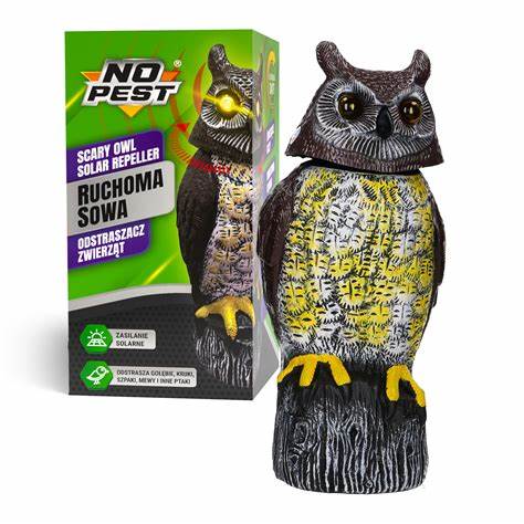 Solární plašič ptáků Scary Owl No Pest – pohyblivá sova se zvukem
